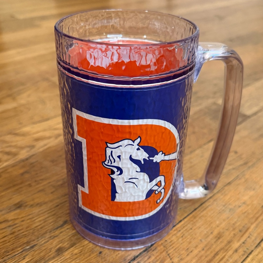 Vintage 90s Denver Broncos ThermoServ Plastic Beer Mug